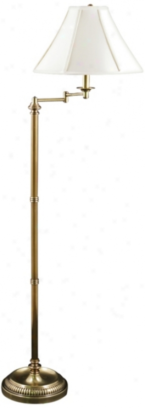 Jersey Brass Swing Arm Floor Lamp With Ivory Screen (v0472)