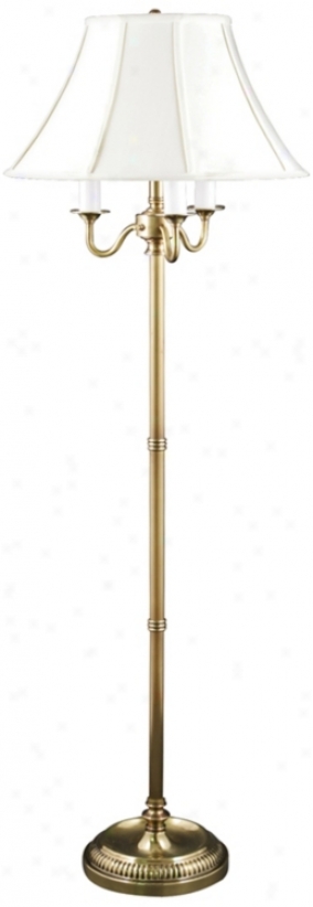 Jersey Polish Brass 4-light Floor Lamp With Ivory Bell Shae (v0474))