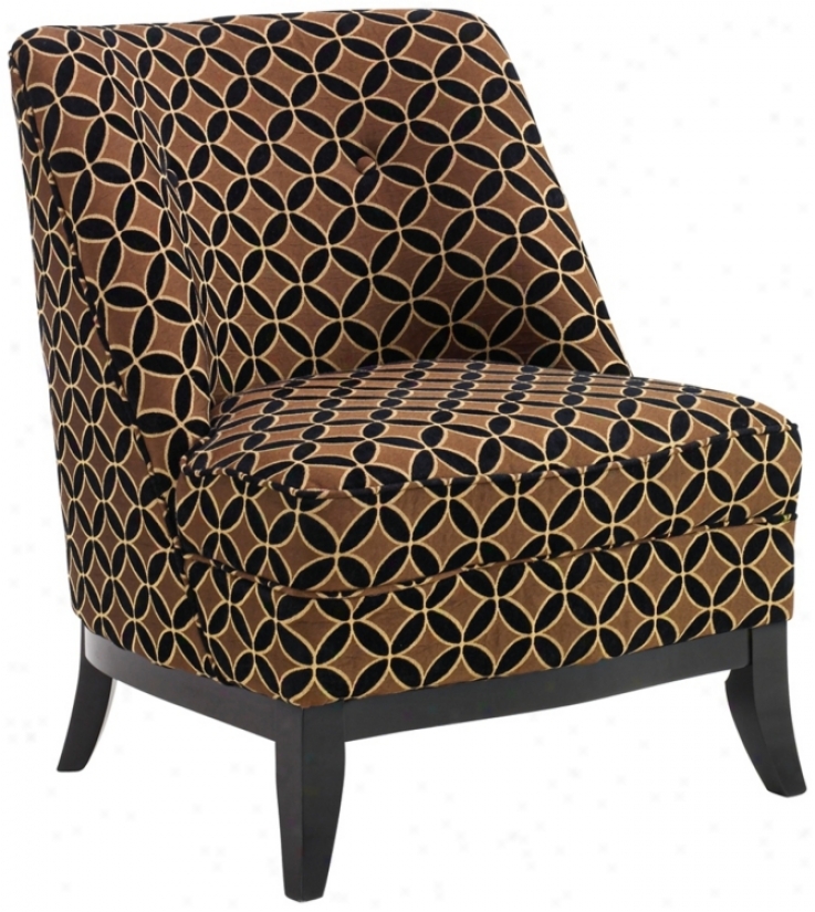 Jester Chocolate Gold Armless Club Chair (t3989)