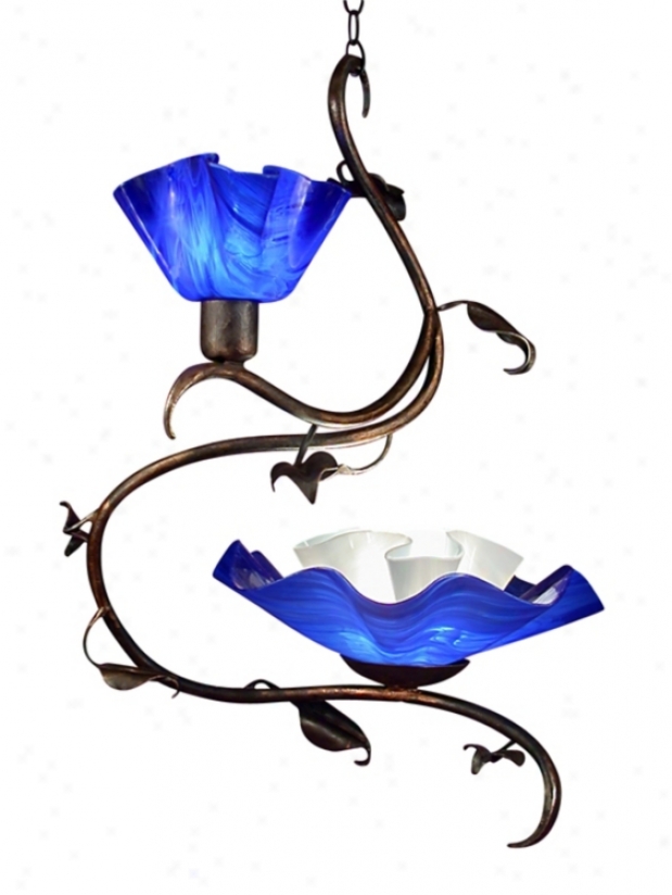 Jezebel 2-light Cobalt Blue Magnolia Swag Chandelier (73408)