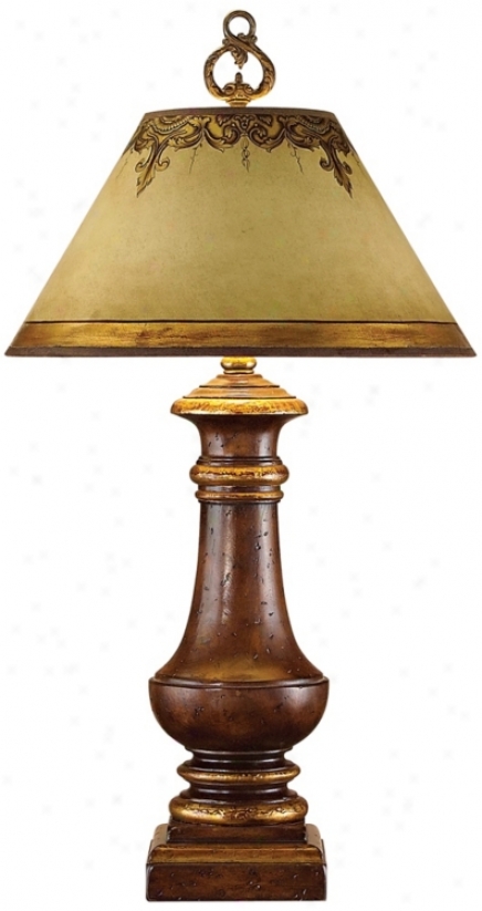 John Richard Aged Wood Balustrade Table Lamp (p1133)