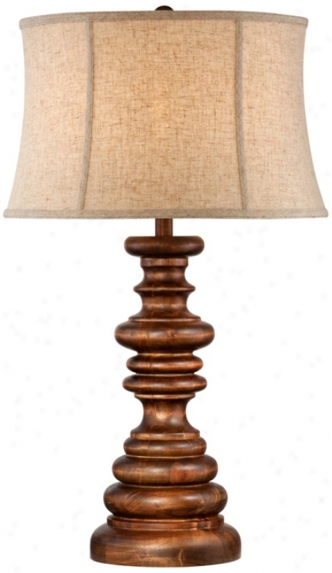 John Timberland 31" W0oden Candlestick Basis Table Lamp (2823)