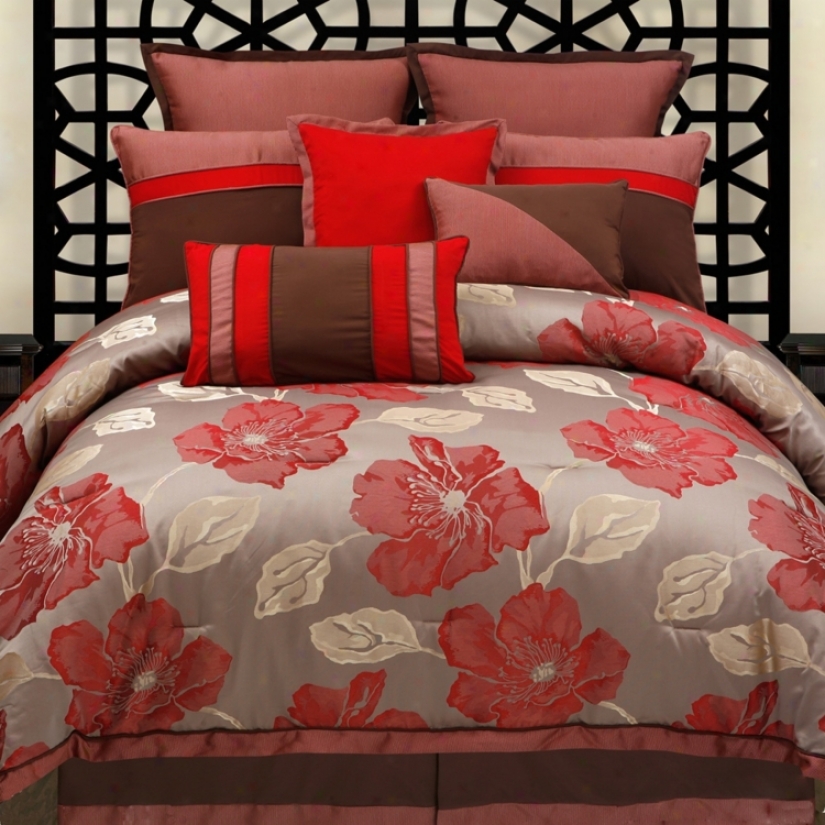 Joslin Scarlet Floral 10-piece Comforter Set (v3292)