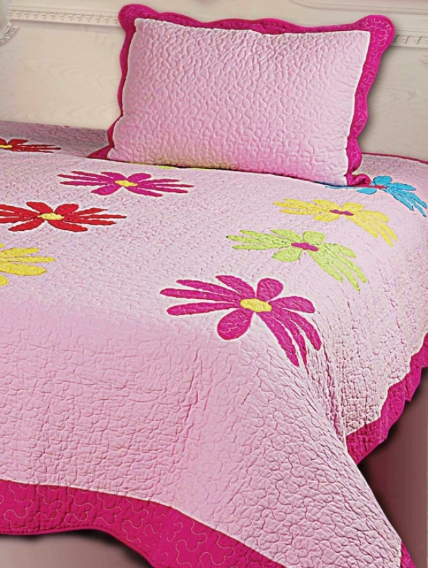 Kathy Ireland Daisy Crazy Two Piece Quult Bed Set (h3320)