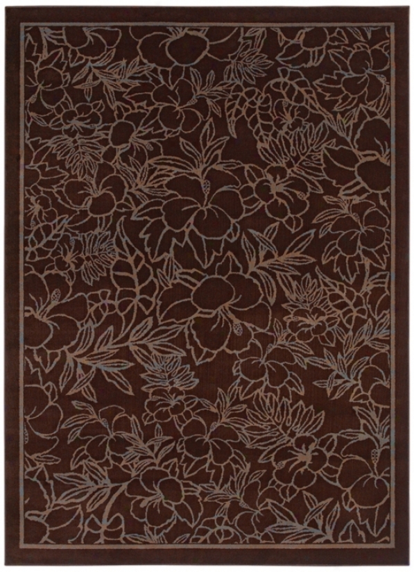 Kathy Ireland Hibiscus Heaven Brown 3'11"x5'4" Area Rug (j6922)