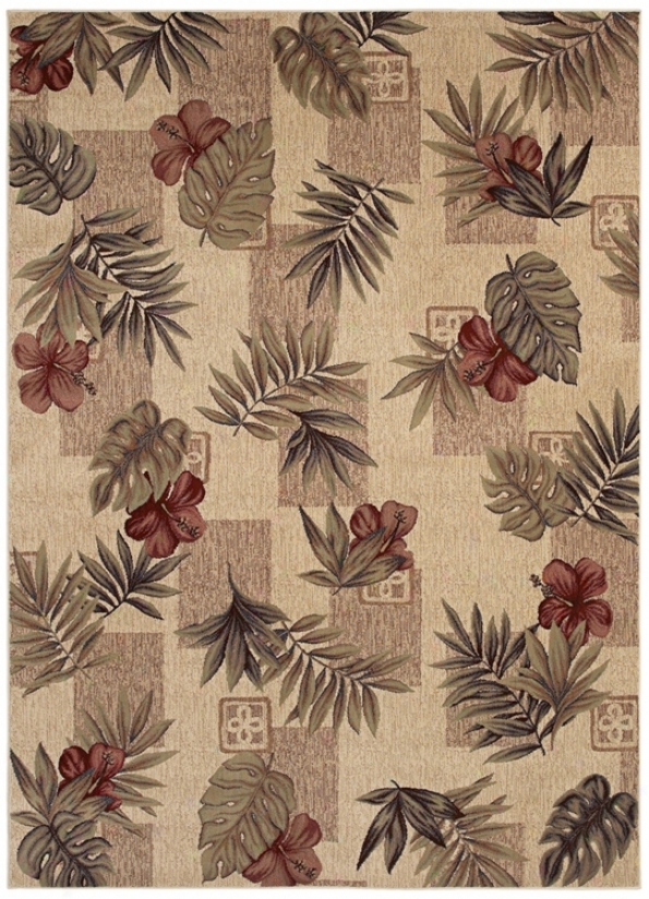 Kathy Ireland Kauai Leaves Beige 1'11"x3'2" Area Rug (j6935)