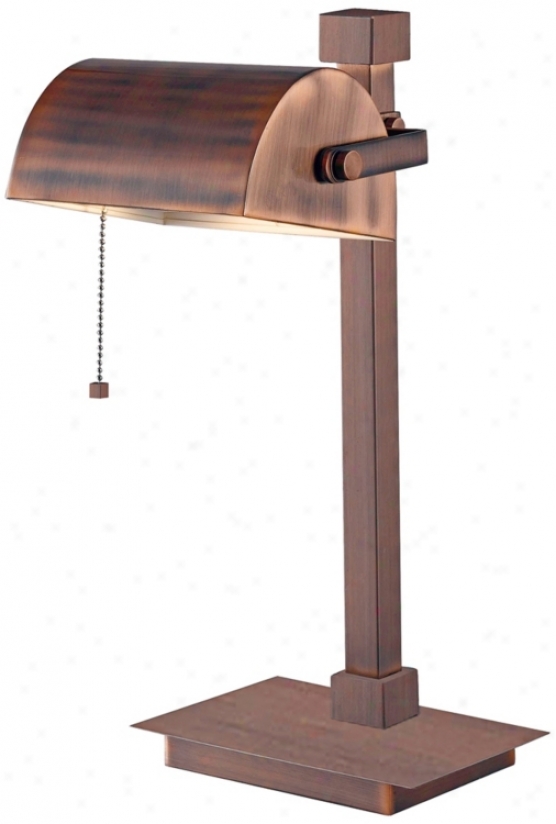 Kenroy Welker Copper Finish Banker Piano Desk Lamp (r8346)