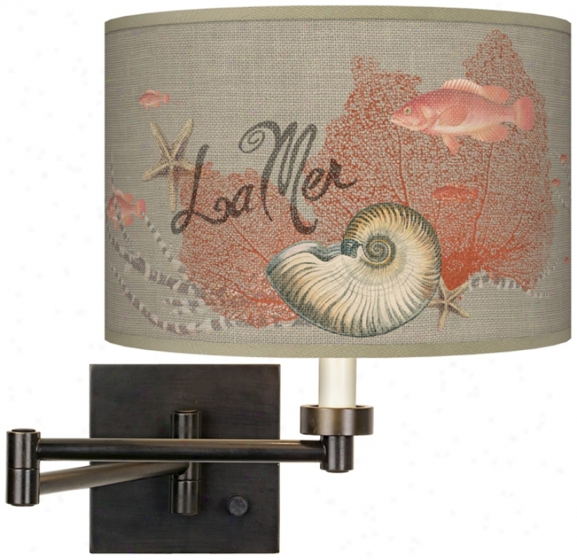 La Mer Seafan Giclee Dark Bronz Plug-in Swing Arm Wall Light (h6553-t9307)