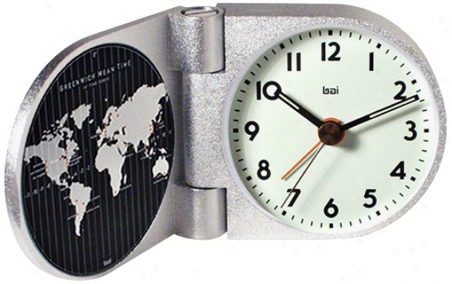 Landmark Solic Aluminum Greenwich Travel Alarm Clock (v8510)