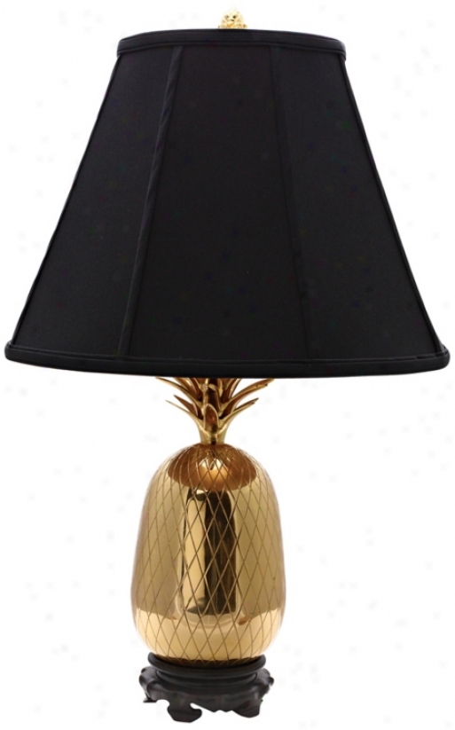 Large Brass And Black Piheapple Table Lamp (j8910)