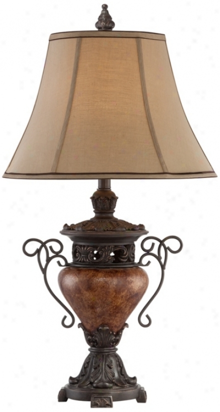 Large Bronze Crackle Urn Table Lamp (t4572)