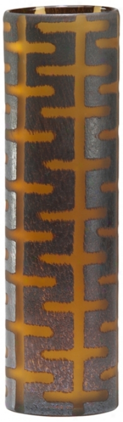 Large Brown Goass Graphic Vase (r0687)