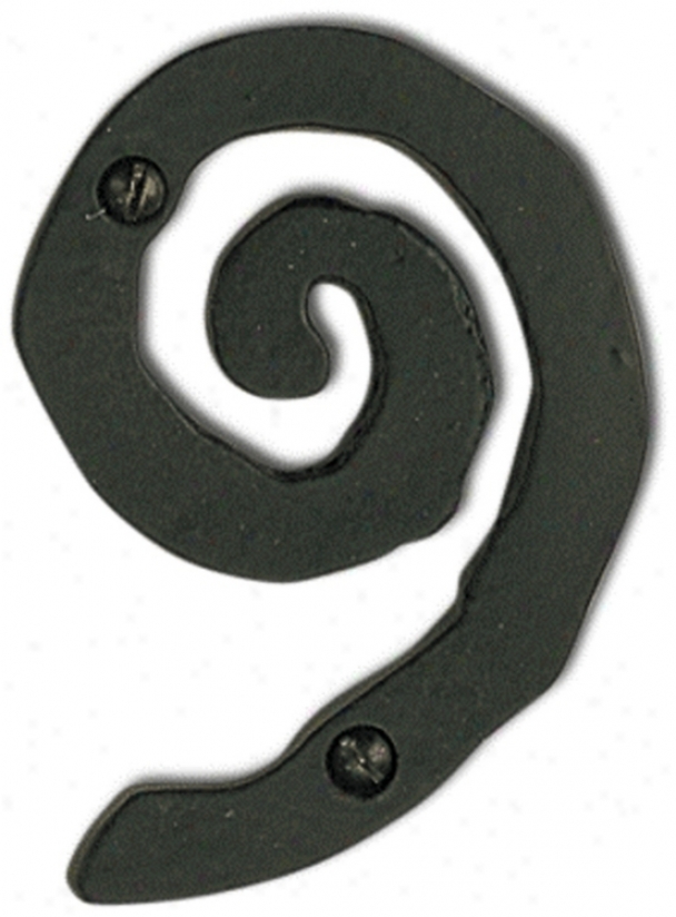 Large Scroll Black Finish House Number 9 (p3164)