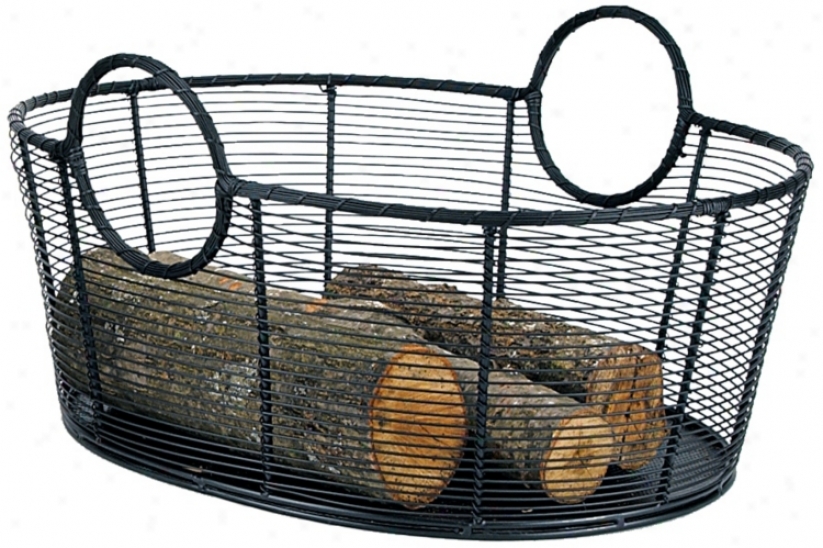 Large Steel Wire Basket Fireplace Wood Holder (u9324)