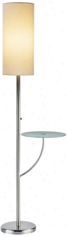 Laurel Satin Steel Tray Table Flor Lamp (r4604)