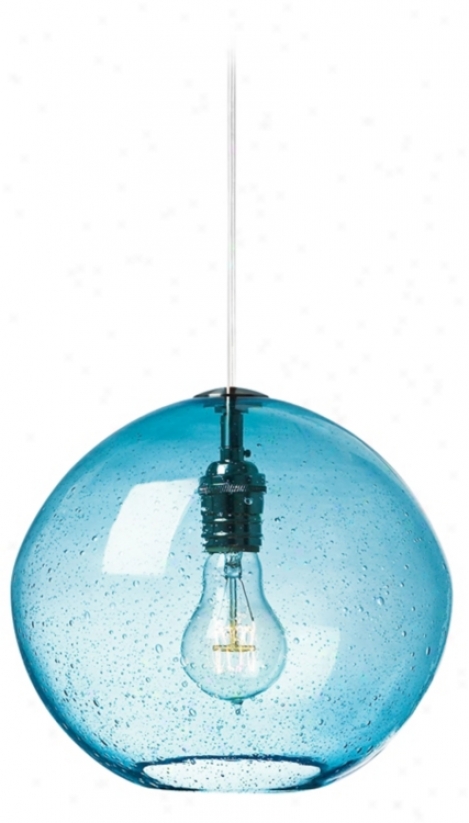 Lbl Isla Aqua With Satin Nickel 9 3/4" Wide Pendant Gay (v2276)