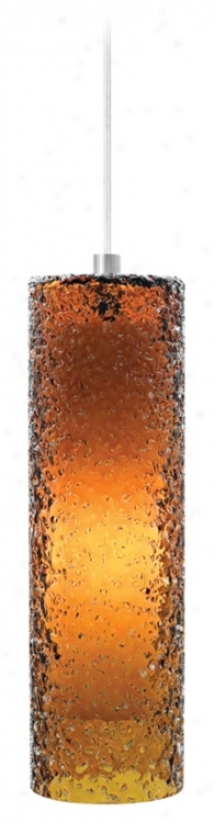 Lbl Rock Cany Amber Glass 4 3/4" Wide Pendant Light (v2269)