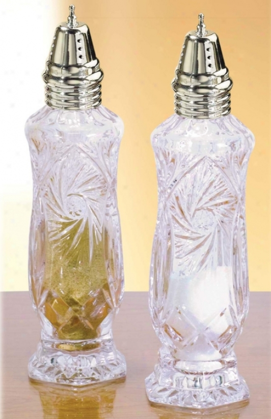 Leaded Crystal Pinwheel Salt And Pepper Shakers (g5409)