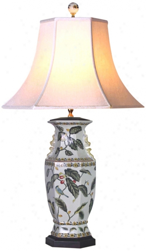 Leaf Motif Hexagonal Porcelain Vase Table Lamp (g6993)