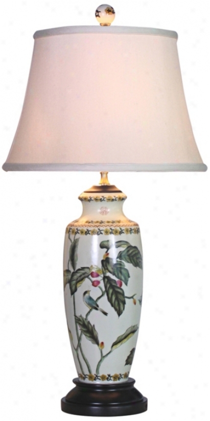 Leaf Motif Slim China Vase Tabble Lamp (g6990)