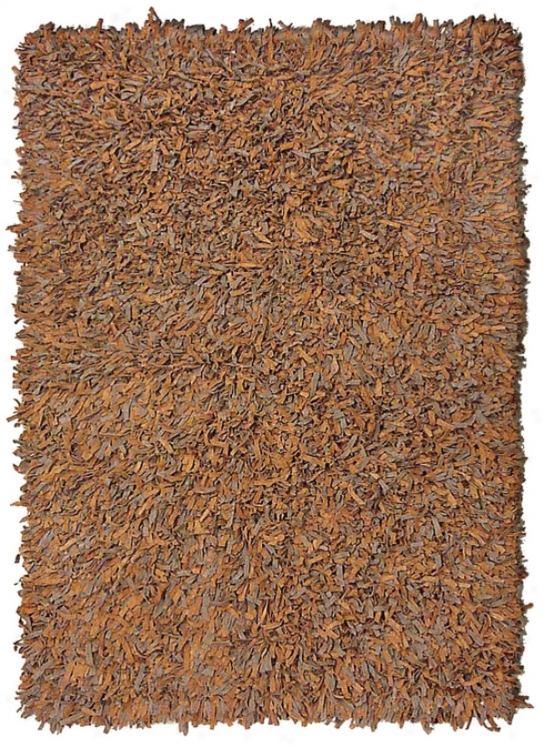 Leatherini Brown Shag 3' 6"x5' 6" Area Rug (f7131)