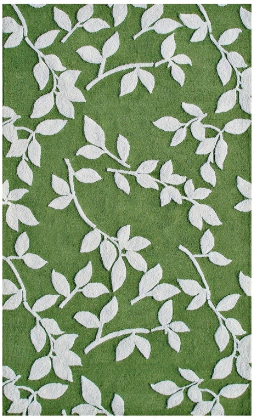 Leaves Green Indoor Outdoor Rug (k0130)