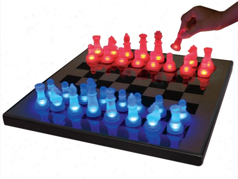 Led Glow Blue And Red Chess Set (k9051)