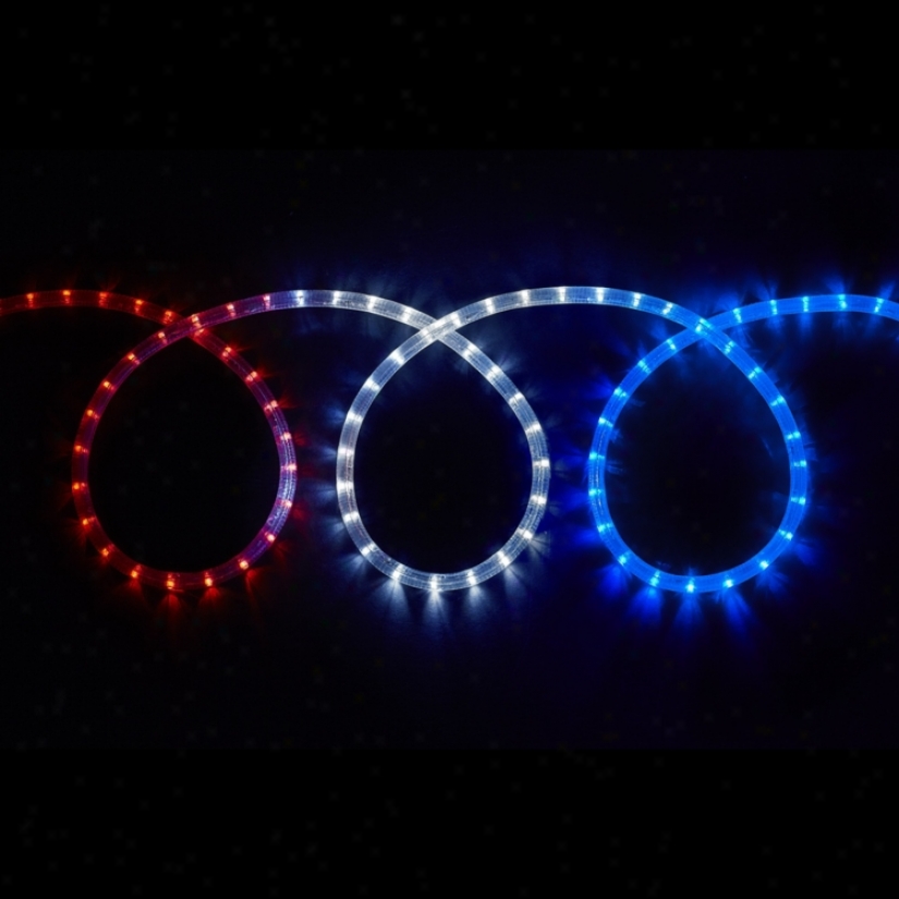 Led Red White And Blue 12' Long Rope Light (t8471)