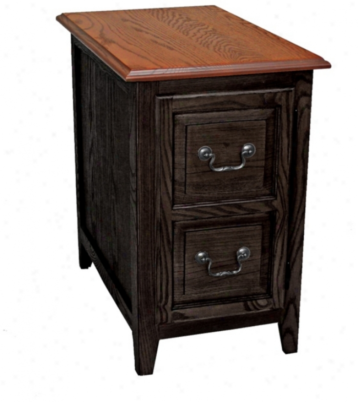 Leick Shakwe Style Slate And Oak Finish Cabinet End Table (p5213)