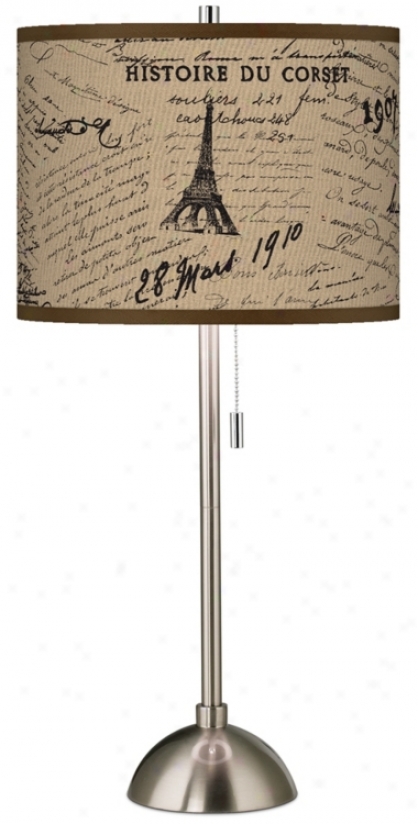 Letters To Paris Giclee Brushed Steel Table Lamp (60757-u1690)