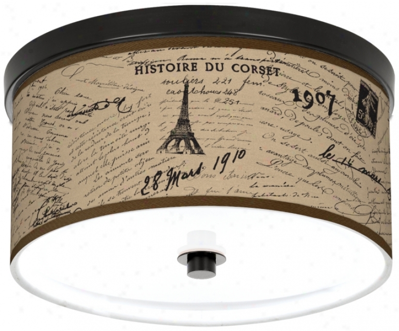 Letters To Paris Linen 10 1/4" Wide Cfl Ceiling Light (k2833-u1665)