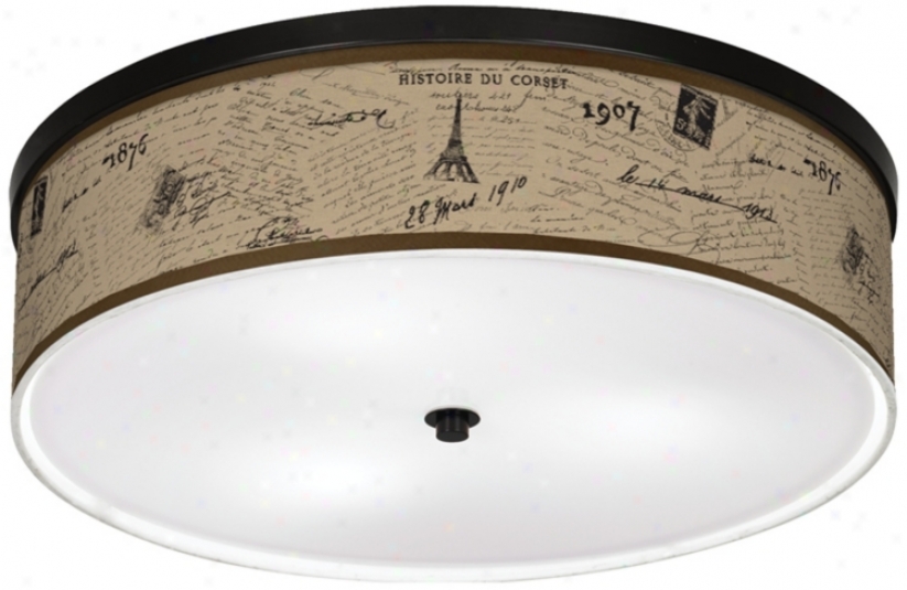 Letters To Paris Linen 20 1/4" Wide Cfl Ceiling Light (k2832-u1658)