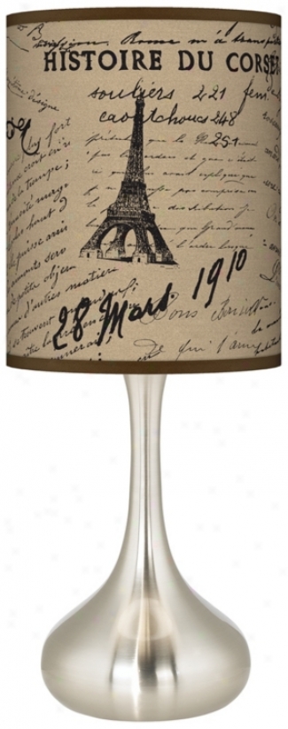 Letters To Paris Linen Giclee Kiss Table Lamp (k3344-u1691)