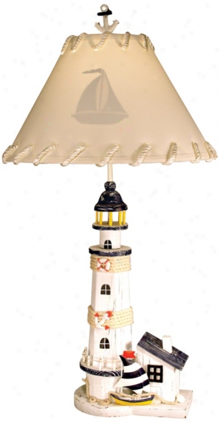 Lighthouse With Sailboat Tabke Lamp (m5406)