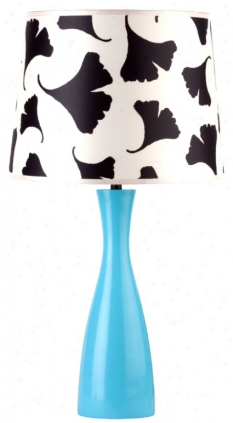 Lights Up! Black Ginko Leaf Shade Blue Oscar Table Lamp (t4007)