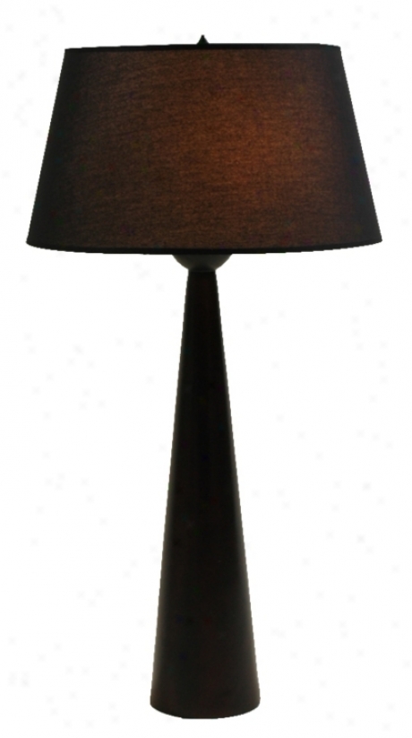 Lights Up! Dasan Bronze Tall Black Silk Glow Table Lamp (99533)