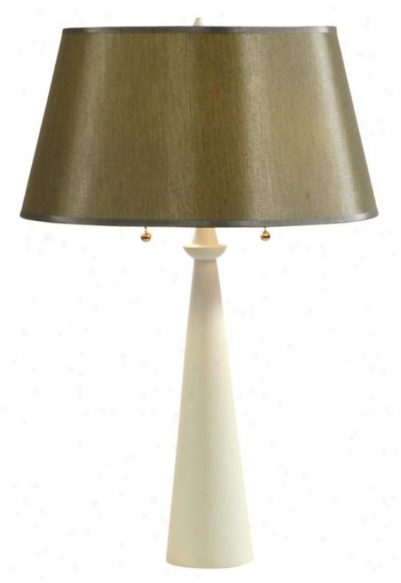 Lights Up! Dasan Ivory Table Lamp Driftwopx Silk Shade (61045)