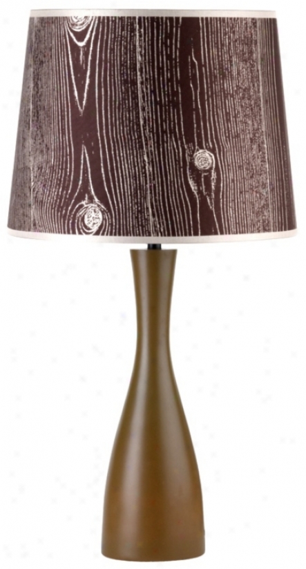Lights Up! Faux Bois Shade Olive Oscar 24" High Table Lamp (t3538)
