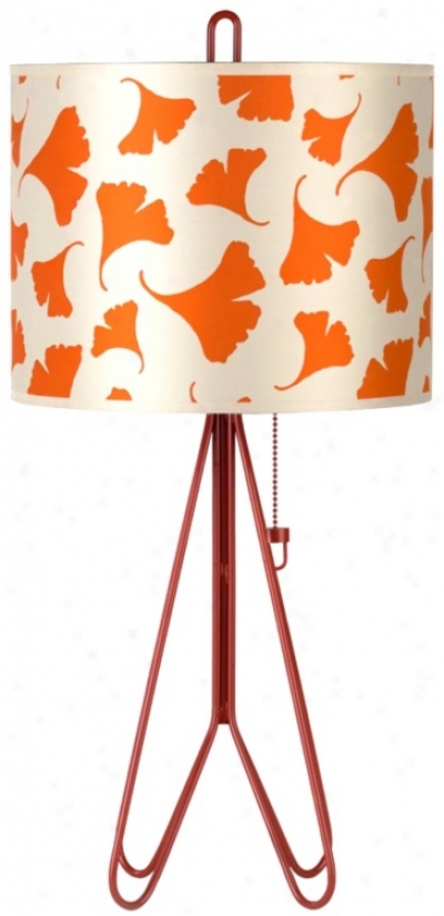 Lights Up! Flight Brick Red Orange Ginko Leaf Table Lamp (t6644)