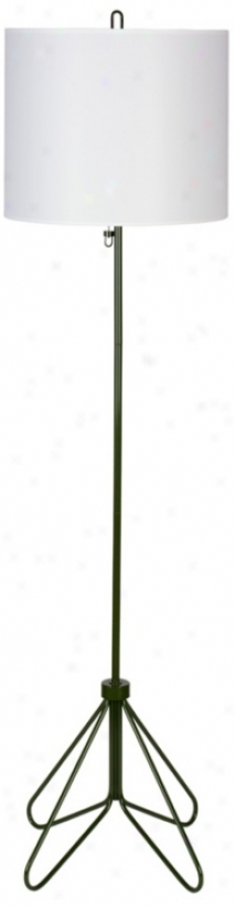 Lights Up! Flight Forest Green White Linen Shade Floor Lamp (t2988)