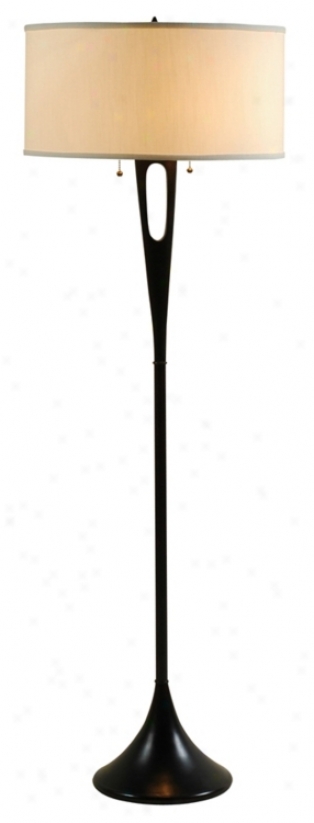 Lights Up! French Mod Dark Bronze Ivory Shade Floor Lamp (99693)