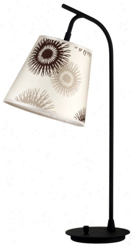 Lights Up! Tan Cornflower Shade Walker Table Lamp (t3490)