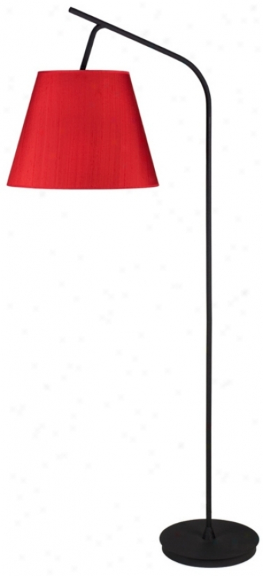 Lights Up! Walkee Red Dupioni Silk Shade Floor Lamp (t2970)