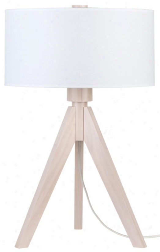 Lights Up! Woody Pickled White Linen Shade Table Lamp (t6222)