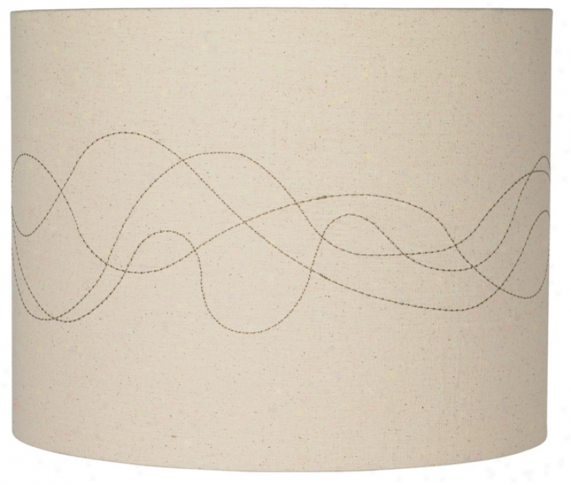 Linen Abstract Stitched Lamp Shade 14x14x11 (spider) (k4304)