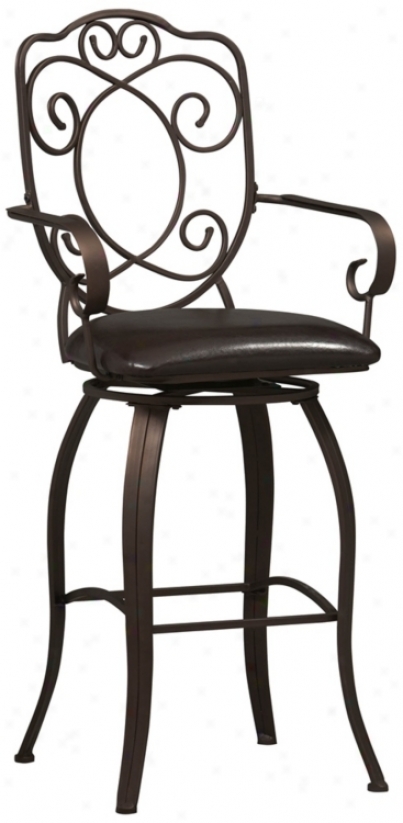 Linon Crested Back 30" High Swivel Bar Stool (m9569)