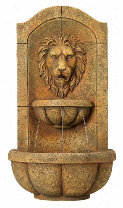 Lion Head Faux Stone Wall Fountain (26106)