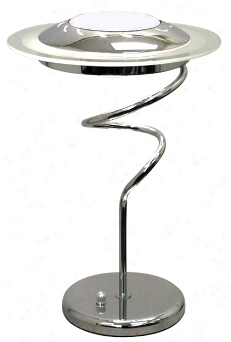 Lite Source Chrome Twist With Frosted Glasd Shade Desk Lamp (94863)