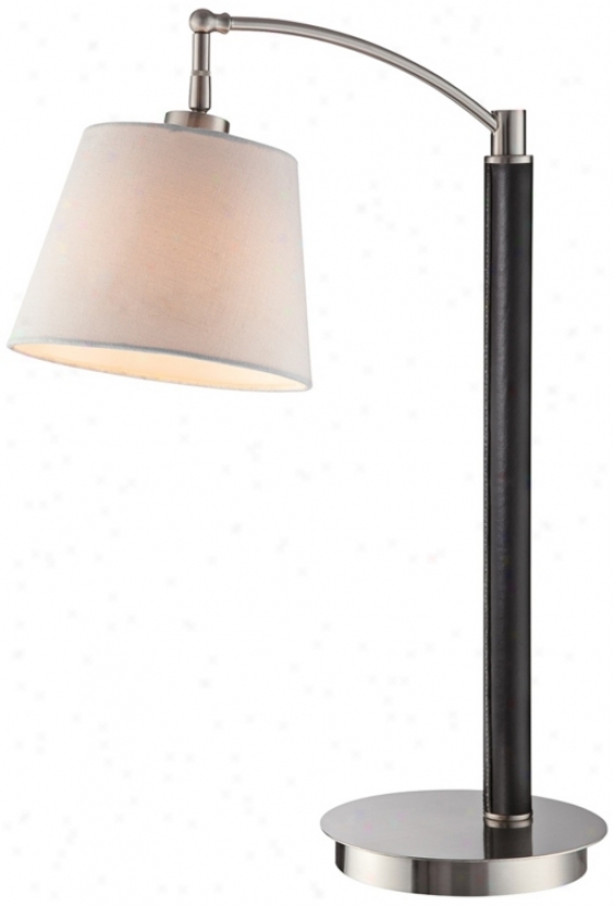 Flower Origin Lucio Black Leather And Chrome Desk Lamp (v9523)