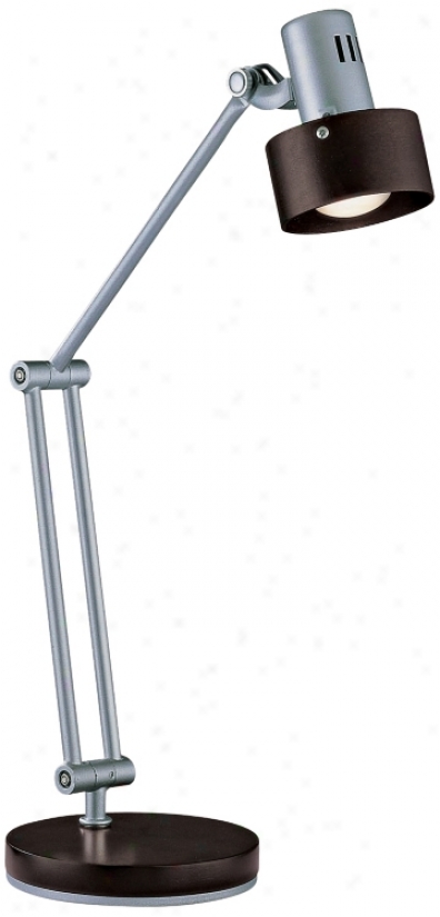 Lite Sourccee Silver Walnut Adjustable Desk Lamp (h4786)